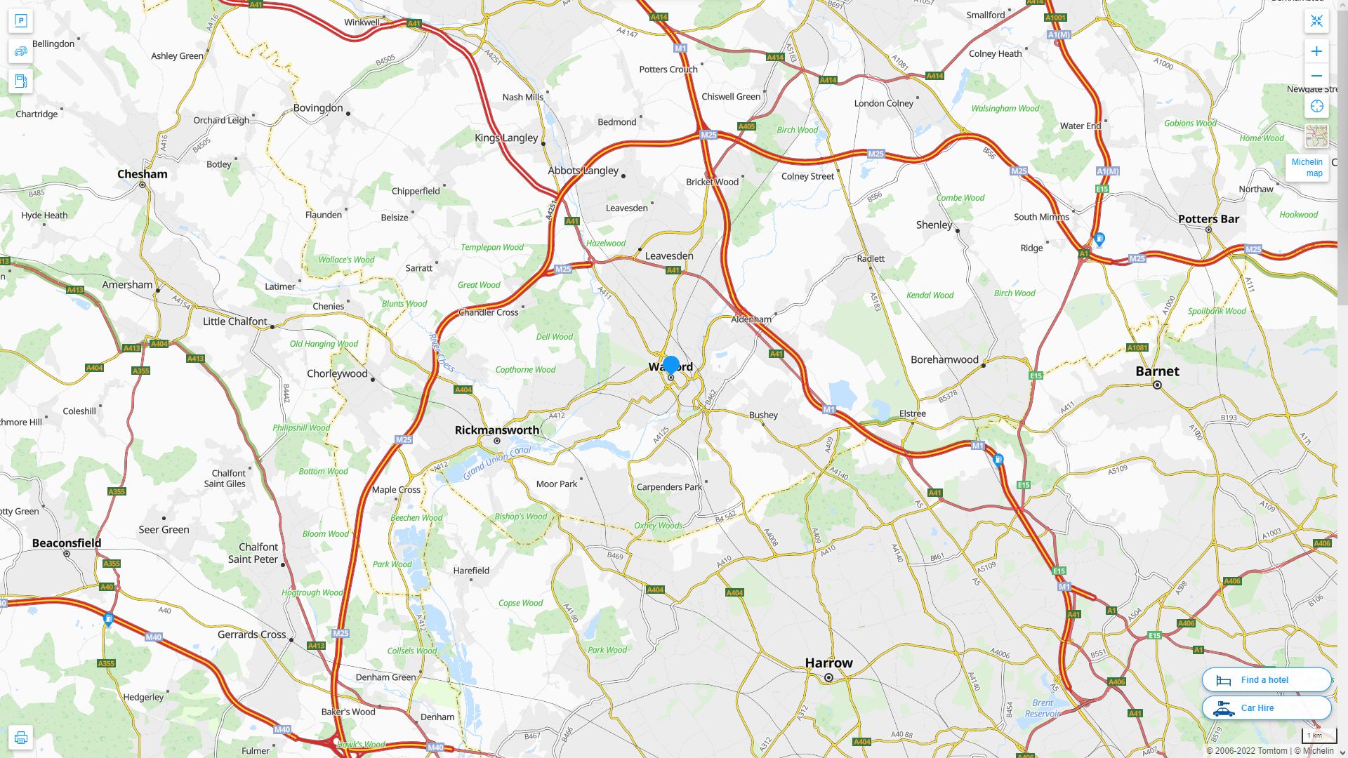 Watford Royaume Uni Autoroute et carte routiere